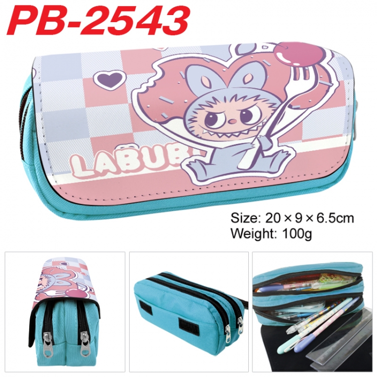 Labubu Anime double-layer pu leather printing pencil case 20x9x6.5cm