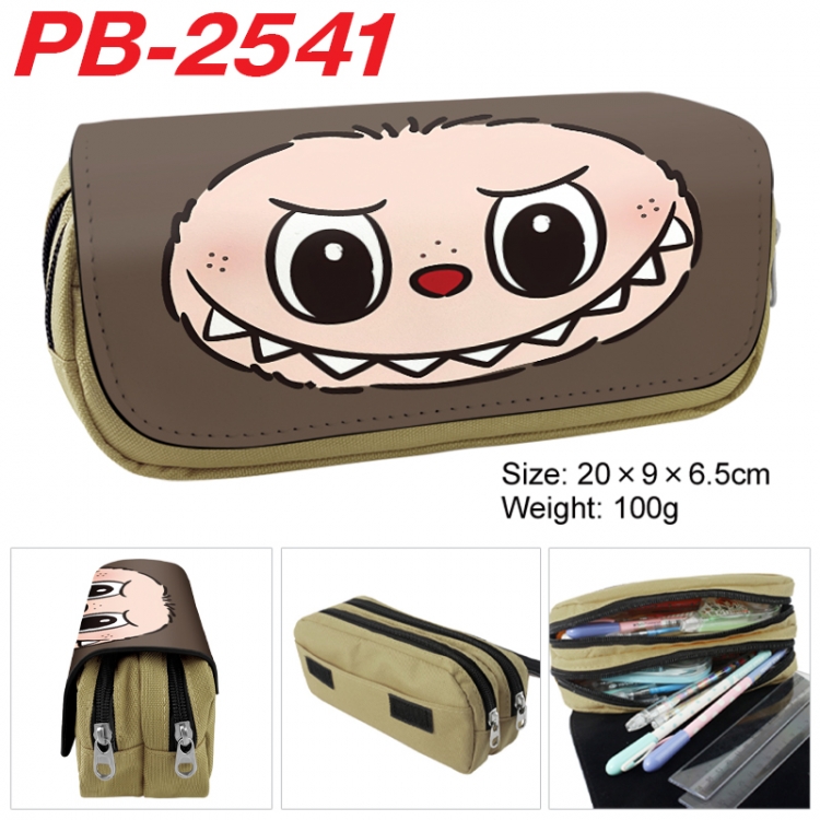 Labubu Anime double-layer pu leather printing pencil case 20x9x6.5cm