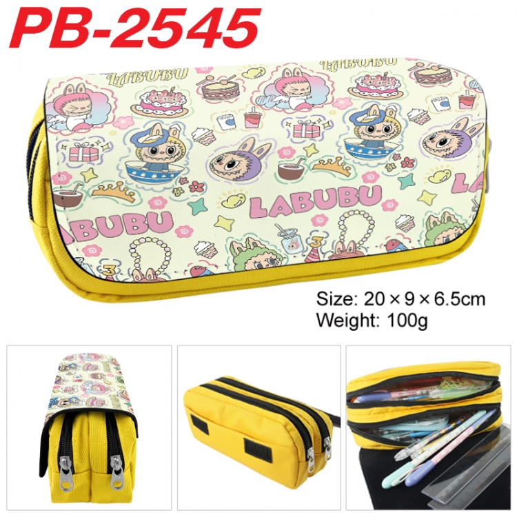 Labubu Anime double-layer pu leather printing pencil case 20x9x6.5cm