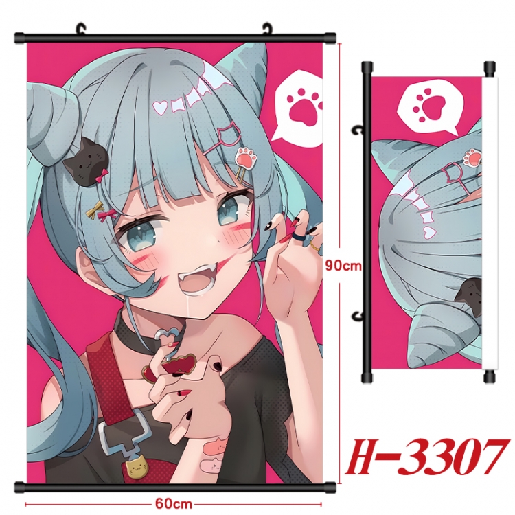 Hatsune Miku Anime Black Plastic Rod Canvas Painting Wall Scroll 60X90CM H-3307