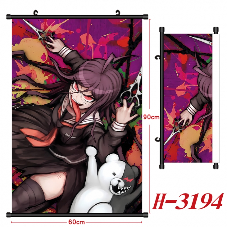 Dangan-Ronpa Anime Black Plastic Rod Canvas Painting Wall Scroll 60X90CM H-3194