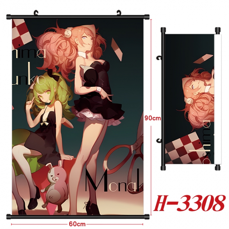 Dangan-Ronpa Anime Black Plastic Rod Canvas Painting Wall Scroll 60X90CM H-3187