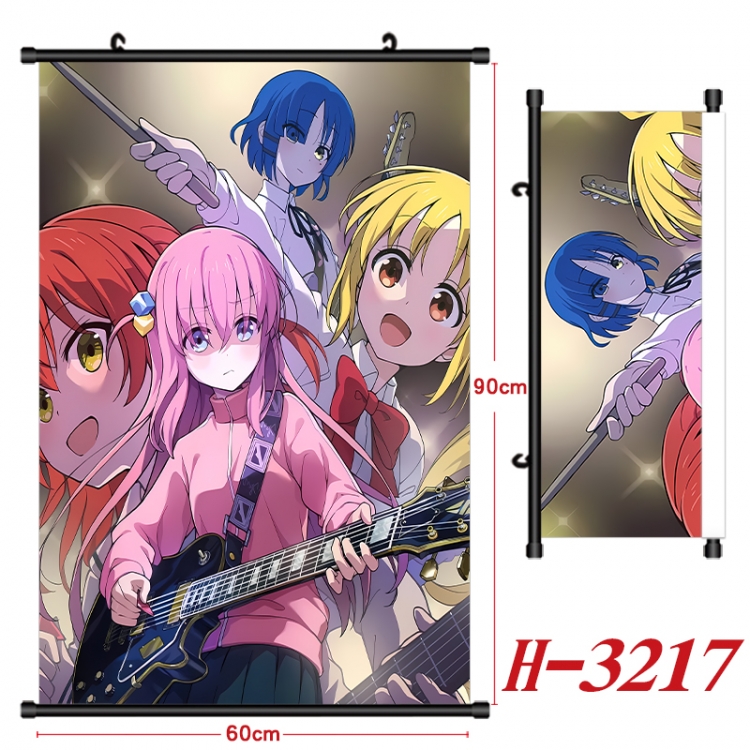 BOCCHI THE ROCK!  Anime Black Plastic Rod Canvas Painting Wall Scroll 60X90CM H-3217