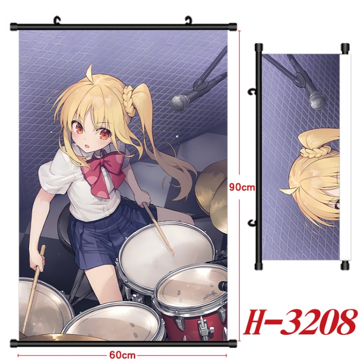 BOCCHI THE ROCK!  Anime Black Plastic Rod Canvas Painting Wall Scroll 60X90CM H-3208