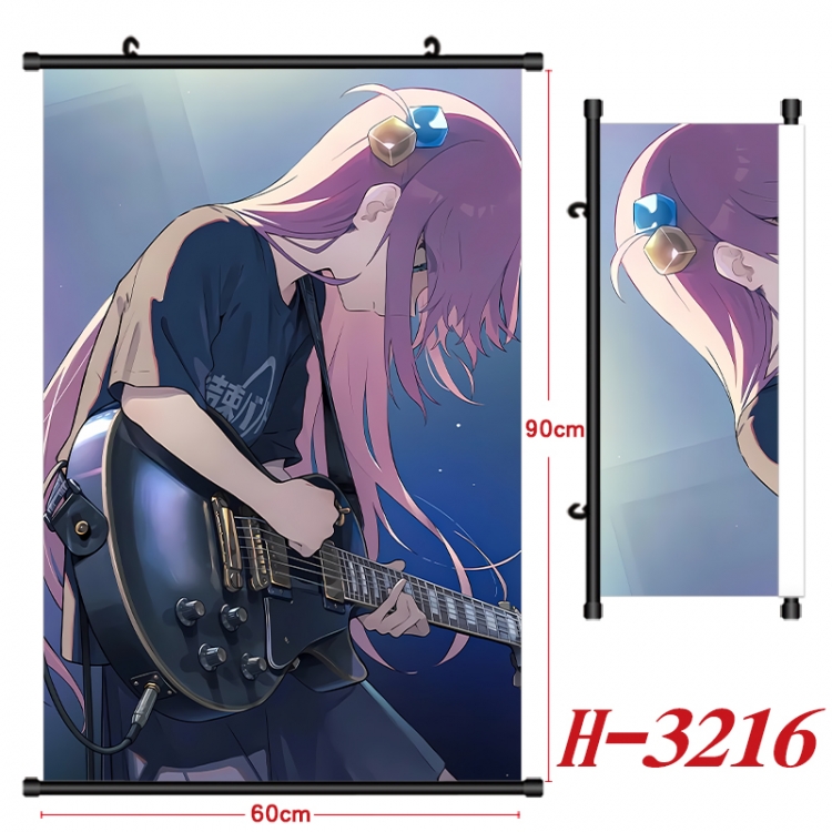 BOCCHI THE ROCK!  Anime Black Plastic Rod Canvas Painting Wall Scroll 60X90CM H-3216