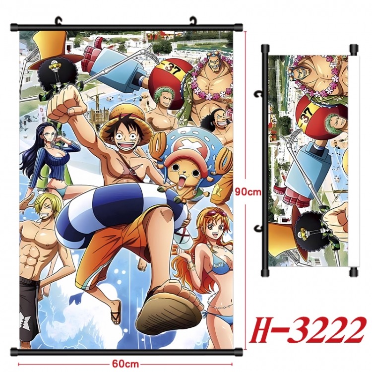 One Piece Anime Black Plastic Rod Canvas Painting Wall Scroll 60X90CM H-3222