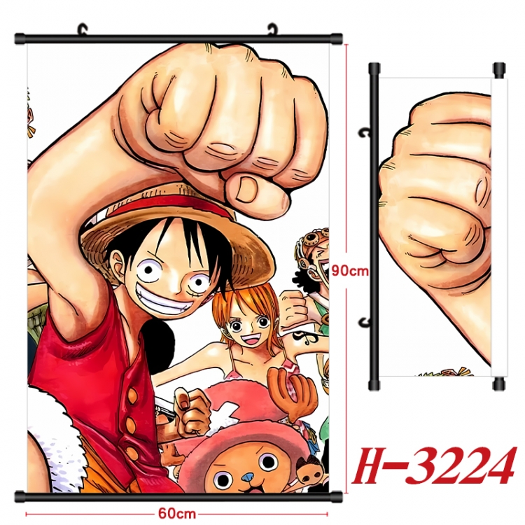 One Piece Anime Black Plastic Rod Canvas Painting Wall Scroll 60X90CM H-3224