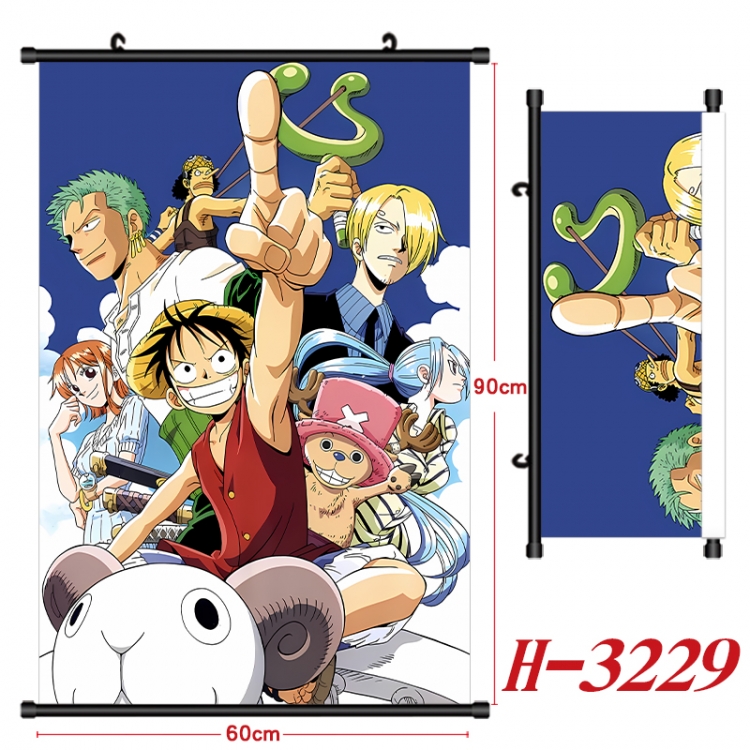 One Piece Anime Black Plastic Rod Canvas Painting Wall Scroll 60X90CM H-3229