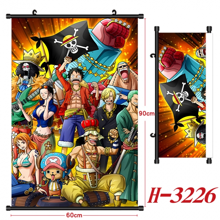 One Piece Anime Black Plastic Rod Canvas Painting Wall Scroll 60X90CM H-3226H-3226