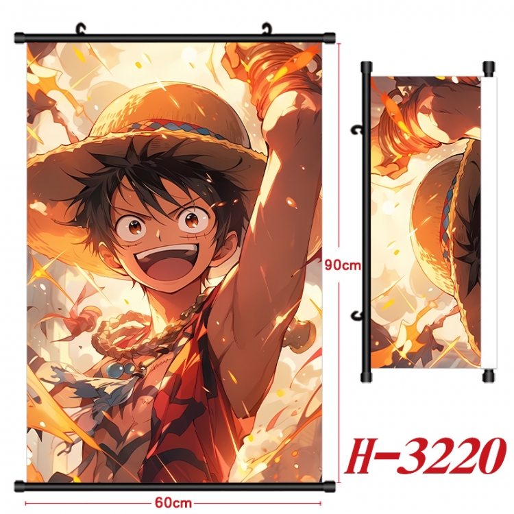 One Piece Anime Black Plastic Rod Canvas Painting Wall Scroll 60X90CM H-3220