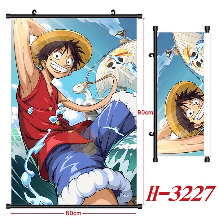 One Piece Anime Black Plastic Rod Canvas Painting Wall Scroll 60X90CM H-3227