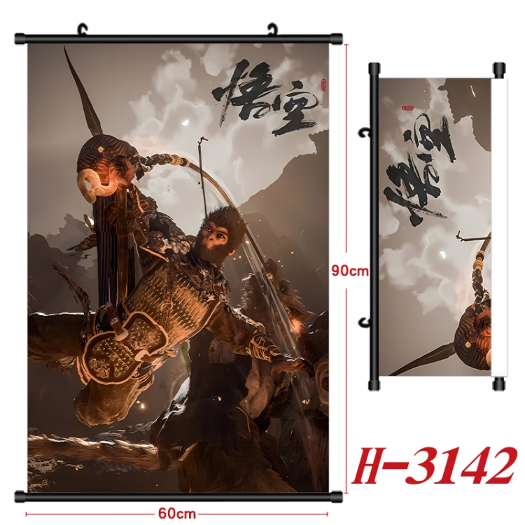 Black Myth Anime Black Plastic Rod Canvas Painting Wall Scroll 60X90CM H-3142