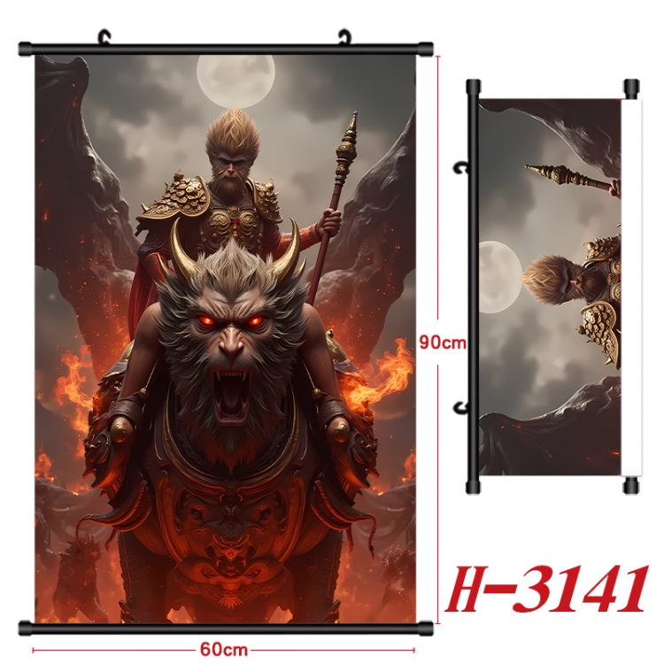 Black Myth Anime Black Plastic Rod Canvas Painting Wall Scroll 60X90CM H-3141