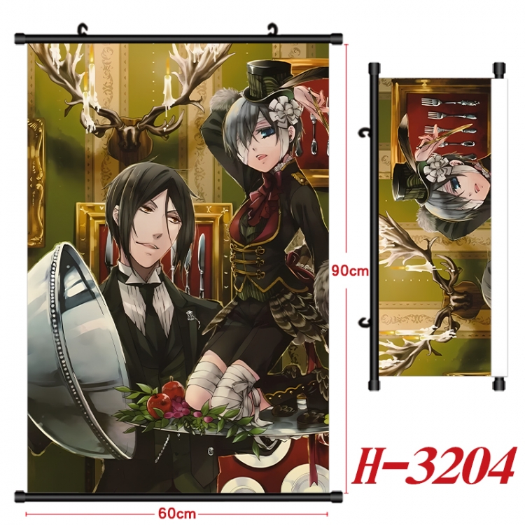 Kuroshitsuji Anime Black Plastic Rod Canvas Painting Wall Scroll 60X90CM H-3204