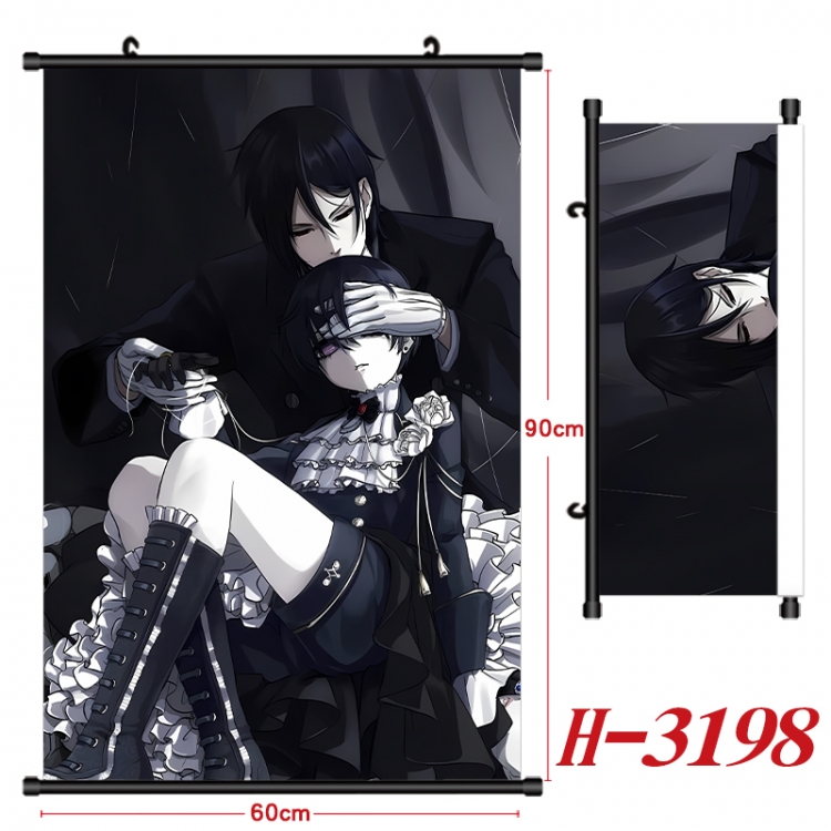 Kuroshitsuji Anime Black Plastic Rod Canvas Painting Wall Scroll 60X90CM H-3198