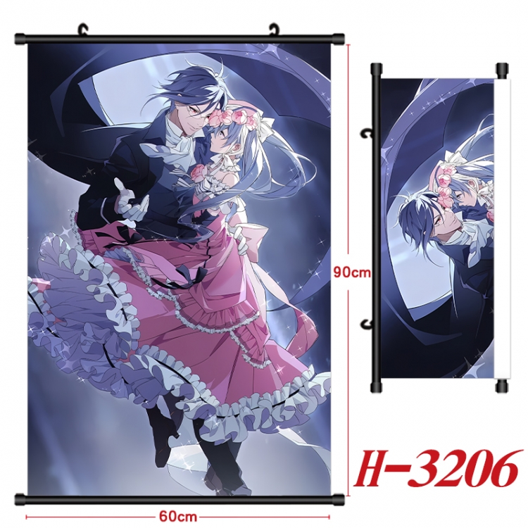 Kuroshitsuji Anime Black Plastic Rod Canvas Painting Wall Scroll 60X90CM H-3206