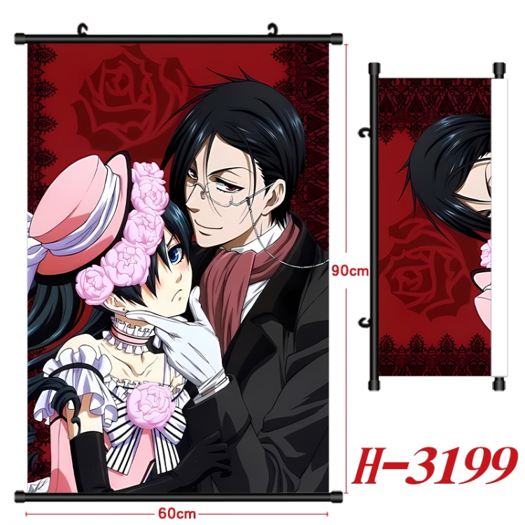 Kuroshitsuji Anime Black Plastic Rod Canvas Painting Wall Scroll 60X90CM H-3199