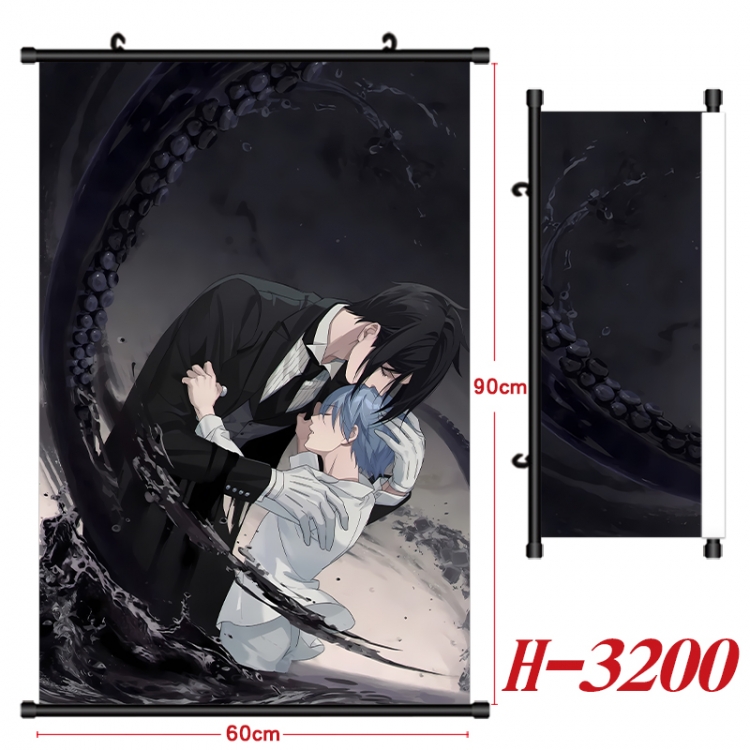 Kuroshitsuji Anime Black Plastic Rod Canvas Painting Wall Scroll 60X90CM H-3200