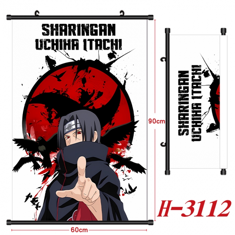 Naruto Anime Black Plastic Rod Canvas Painting Wall Scroll 60X90CM H-3112