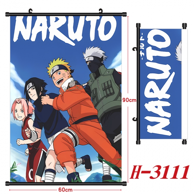 Naruto Anime Black Plastic Rod Canvas Painting Wall Scroll 60X90CM H-3111