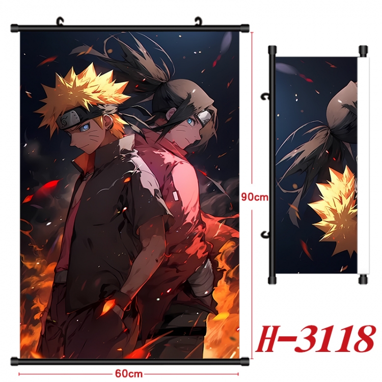 Naruto Anime Black Plastic Rod Canvas Painting Wall Scroll 60X90CM H-3118