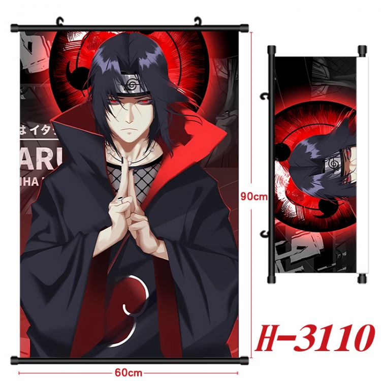 Naruto Anime Black Plastic Rod Canvas Painting Wall Scroll 60X90CM H-3110