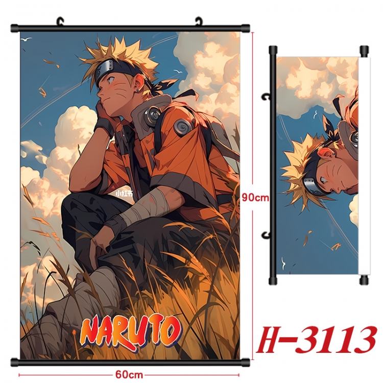 Naruto Anime Black Plastic Rod Canvas Painting Wall Scroll 60X90CM H-3113