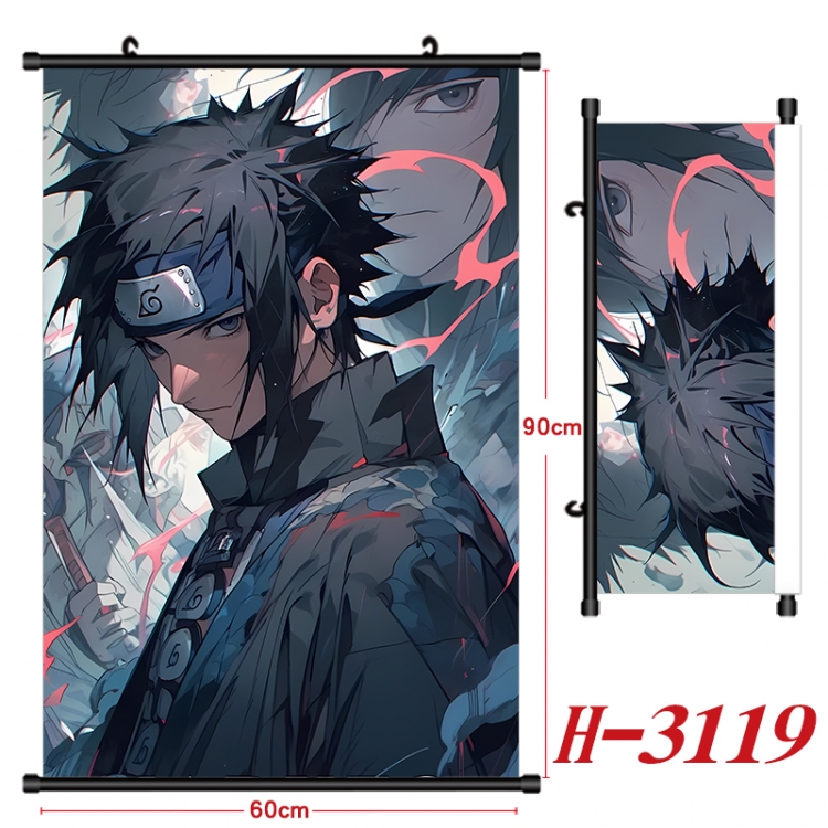 Naruto Anime Black Plastic Rod Canvas Painting Wall Scroll 60X90CM H-3119