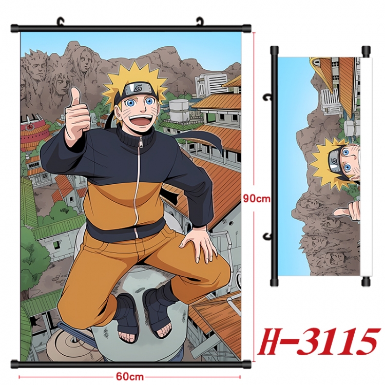 Naruto Anime Black Plastic Rod Canvas Painting Wall Scroll 60X90CM H-3115