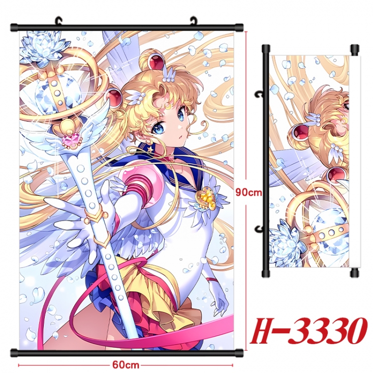 sailormoon Anime Black Plastic Rod Canvas Painting Wall Scroll 60X90CM H-3330