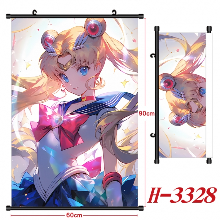 sailormoon Anime Black Plastic Rod Canvas Painting Wall Scroll 60X90CM H-3328