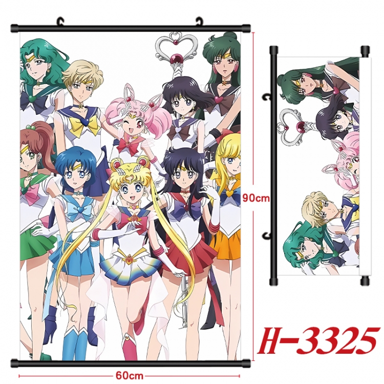 sailormoon Anime Black Plastic Rod Canvas Painting Wall Scroll 60X90CM H-3326