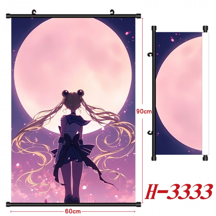 sailormoon Anime Black Plastic Rod Canvas Painting Wall Scroll 60X90CM H-3333