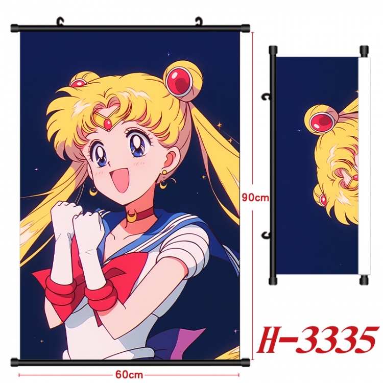 sailormoon Anime Black Plastic Rod Canvas Painting Wall Scroll 60X90CM H-3335