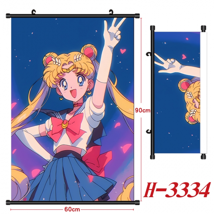 sailormoon Anime Black Plastic Rod Canvas Painting Wall Scroll 60X90CM H-3334