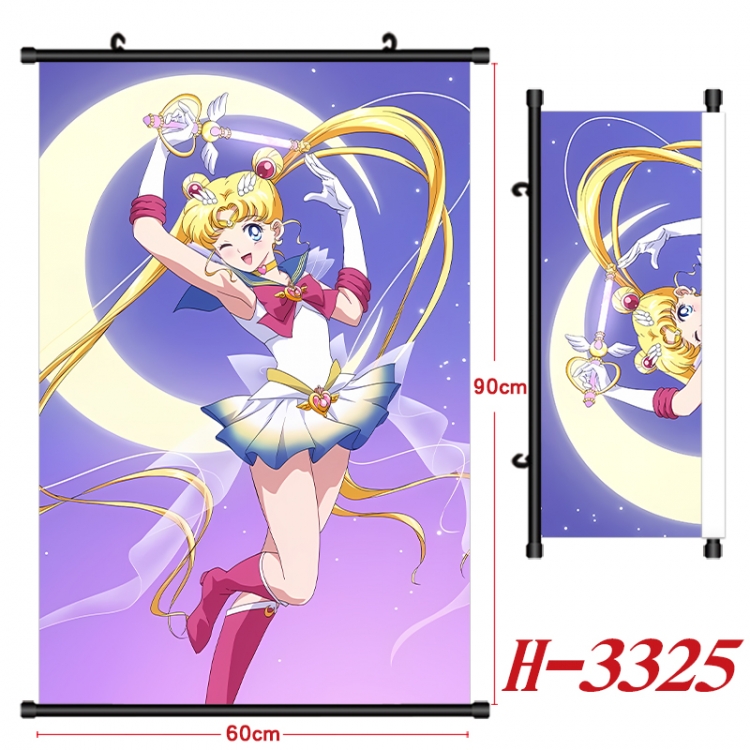 sailormoon Anime Black Plastic Rod Canvas Painting Wall Scroll 60X90CM H-3325