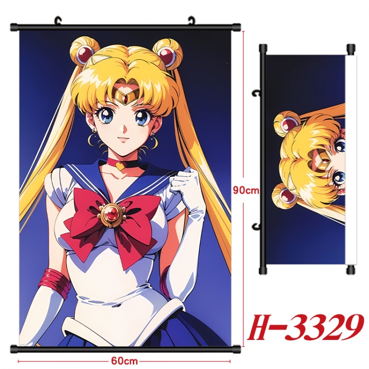 sailormoon Anime Black Plastic Rod Canvas Painting Wall Scroll 60X90CM H-3329