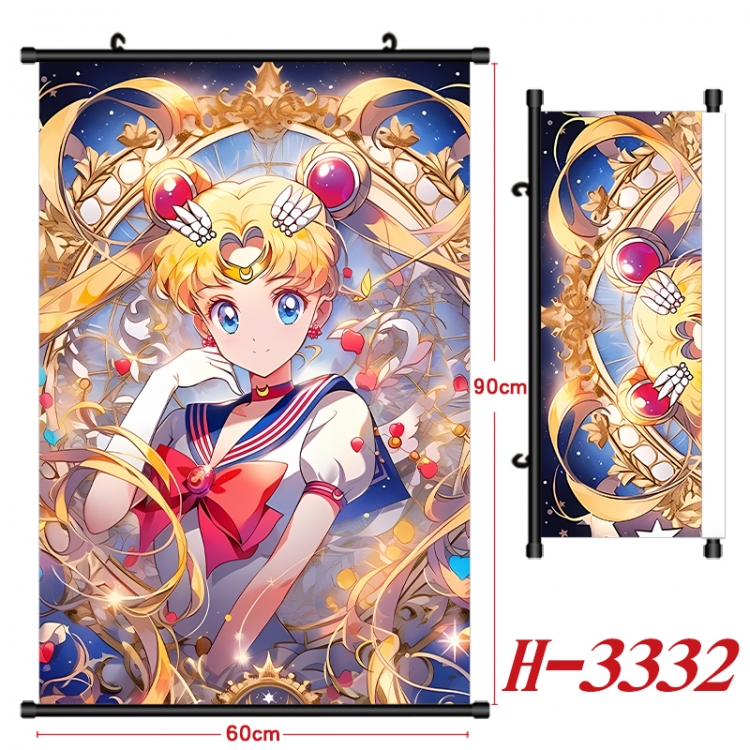 sailormoon Anime Black Plastic Rod Canvas Painting Wall Scroll 60X90CM H-3332