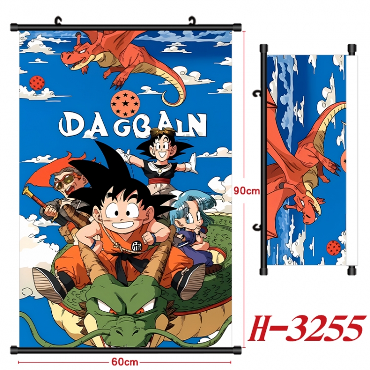 DRAGON BALL Anime Black Plastic Rod Canvas Painting Wall Scroll 60X90CM H-3255