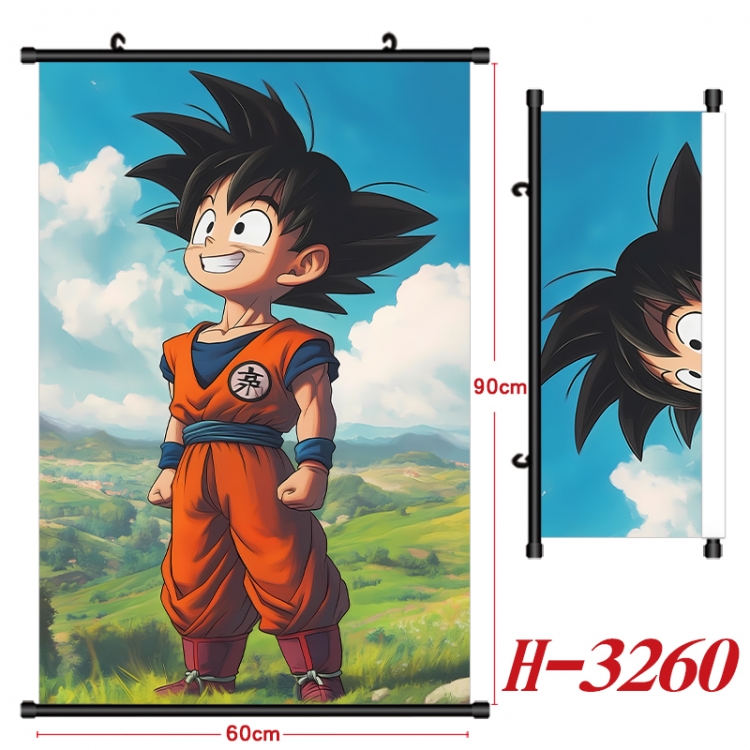 DRAGON BALL Anime Black Plastic Rod Canvas Painting Wall Scroll 60X90CM H-3260