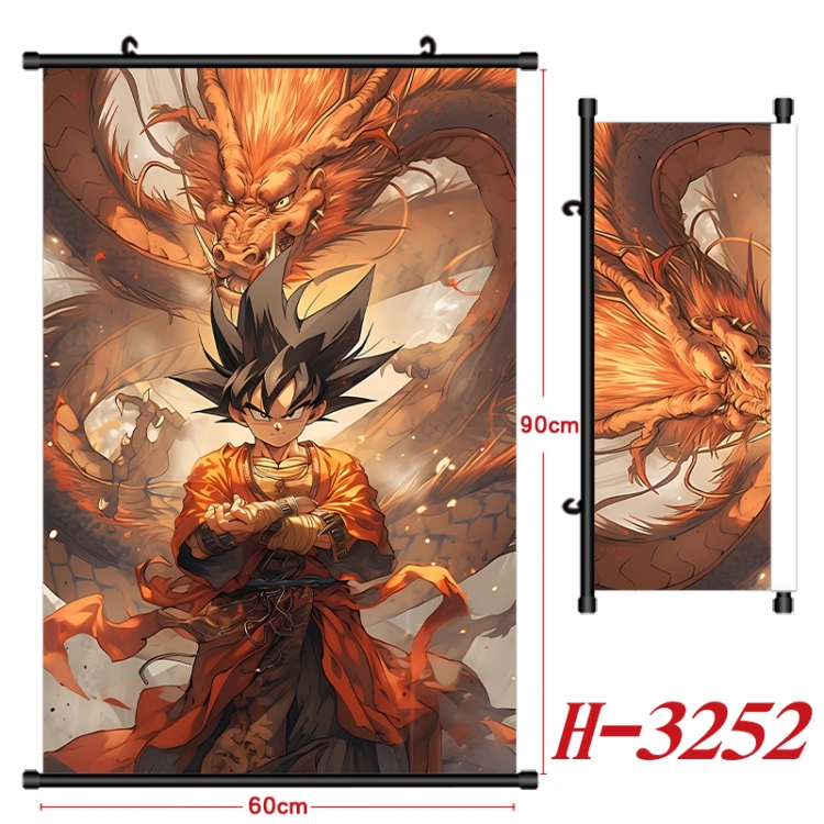 DRAGON BALL Anime Black Plastic Rod Canvas Painting Wall Scroll 60X90CM H-3252