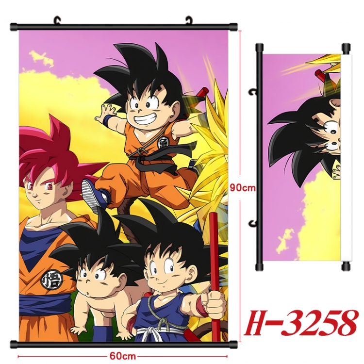 DRAGON BALL Anime Black Plastic Rod Canvas Painting Wall Scroll 60X90CM H-3258