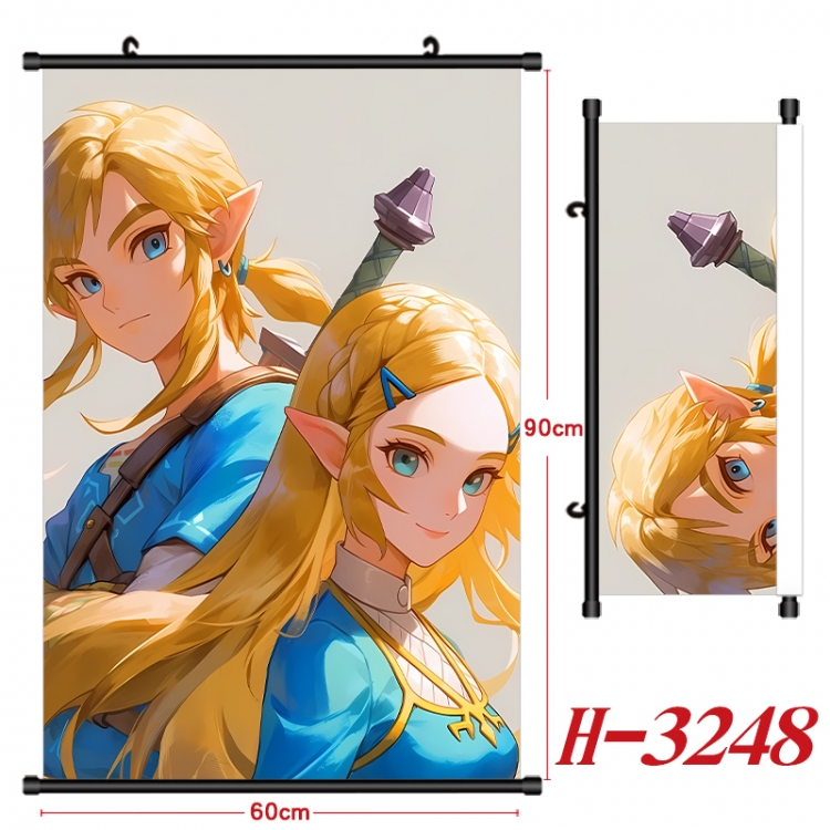 The Legend of Zelda Anime Black Plastic Rod Canvas Painting Wall Scroll 60X90CM H-3248