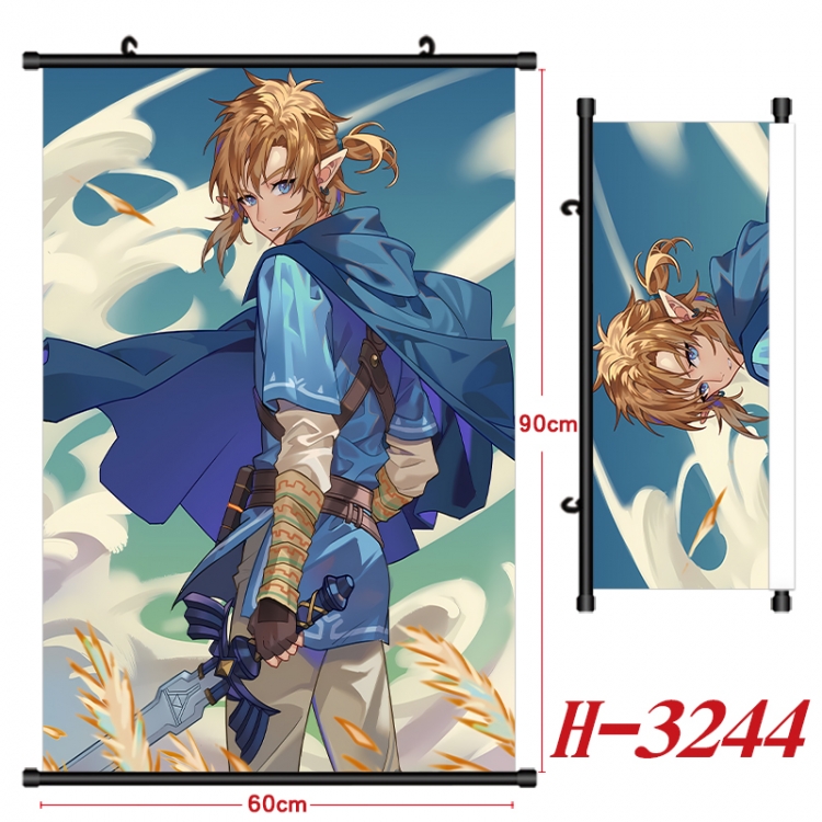 The Legend of Zelda Anime Black Plastic Rod Canvas Painting Wall Scroll 60X90CM H-3244