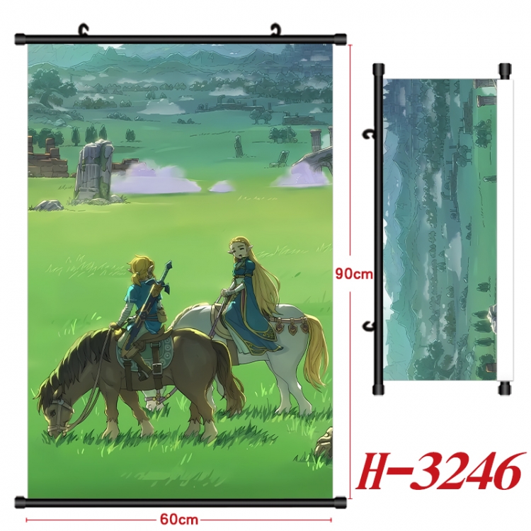 The Legend of Zelda Anime Black Plastic Rod Canvas Painting Wall Scroll 60X90CM H-3246