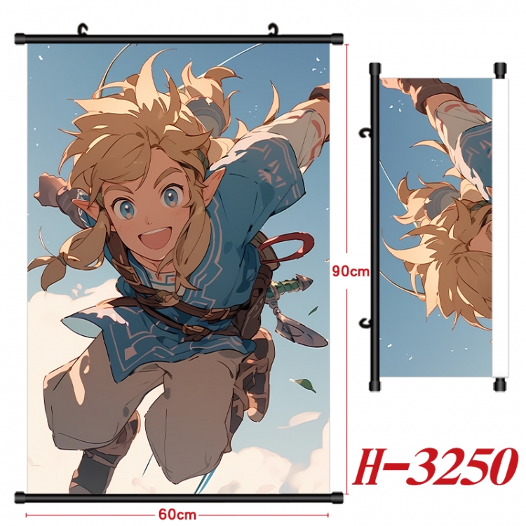 The Legend of Zelda Anime Black Plastic Rod Canvas Painting Wall Scroll 60X90CM H-3250