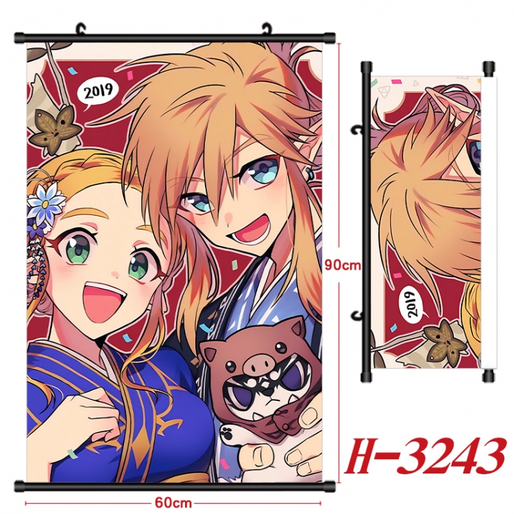 The Legend of Zelda Anime Black Plastic Rod Canvas Painting Wall Scroll 60X90CM H-3243