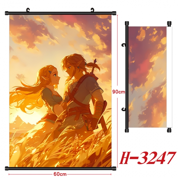 The Legend of Zelda Anime Black Plastic Rod Canvas Painting Wall Scroll 60X90CM H-3247