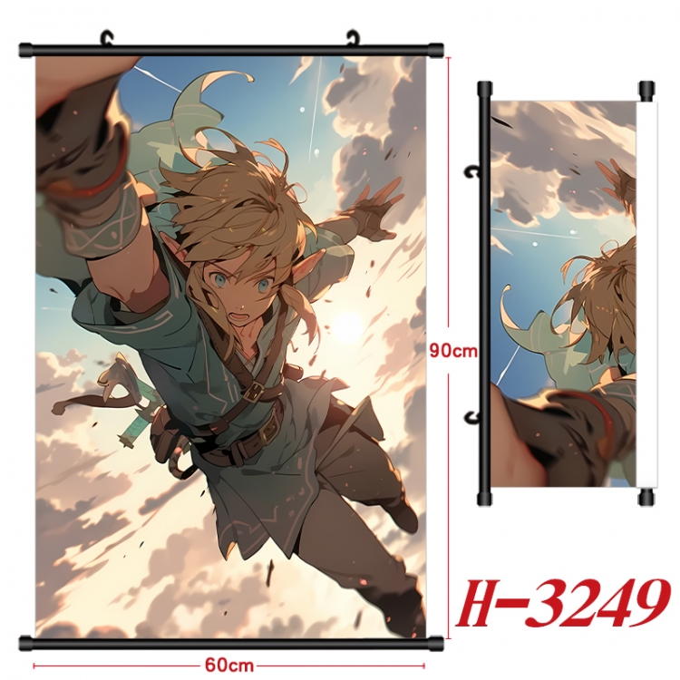 The Legend of Zelda Anime Black Plastic Rod Canvas Painting Wall Scroll 60X90CM H-3249