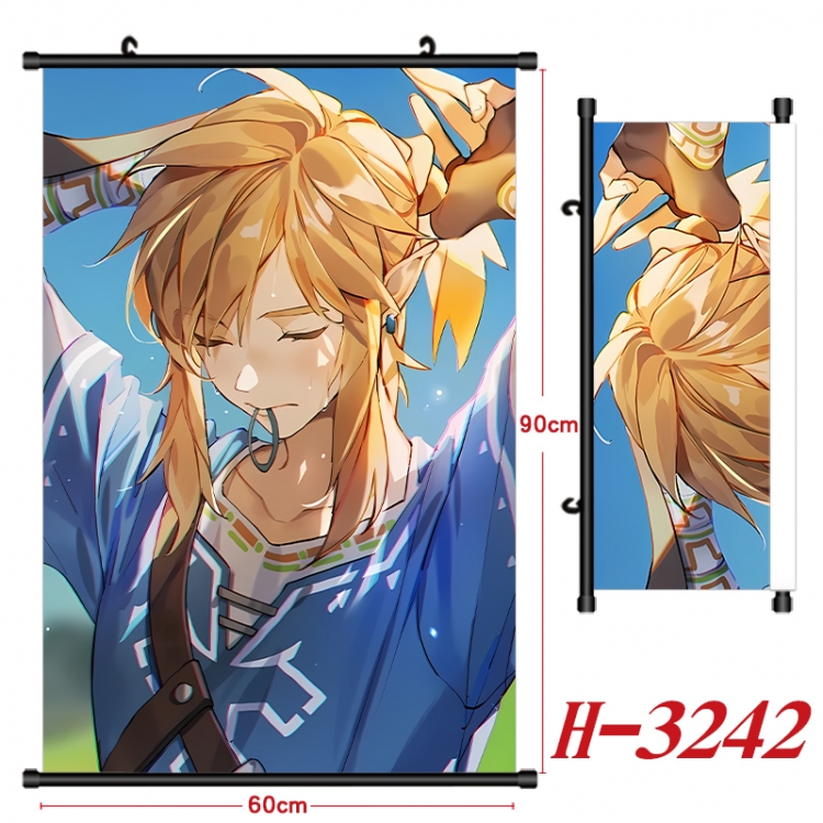 The Legend of Zelda Anime Black Plastic Rod Canvas Painting Wall Scroll 60X90CM H-3242